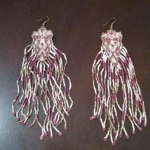 Long Bohemian Style Beaded Earrings - Picture 1 of 4